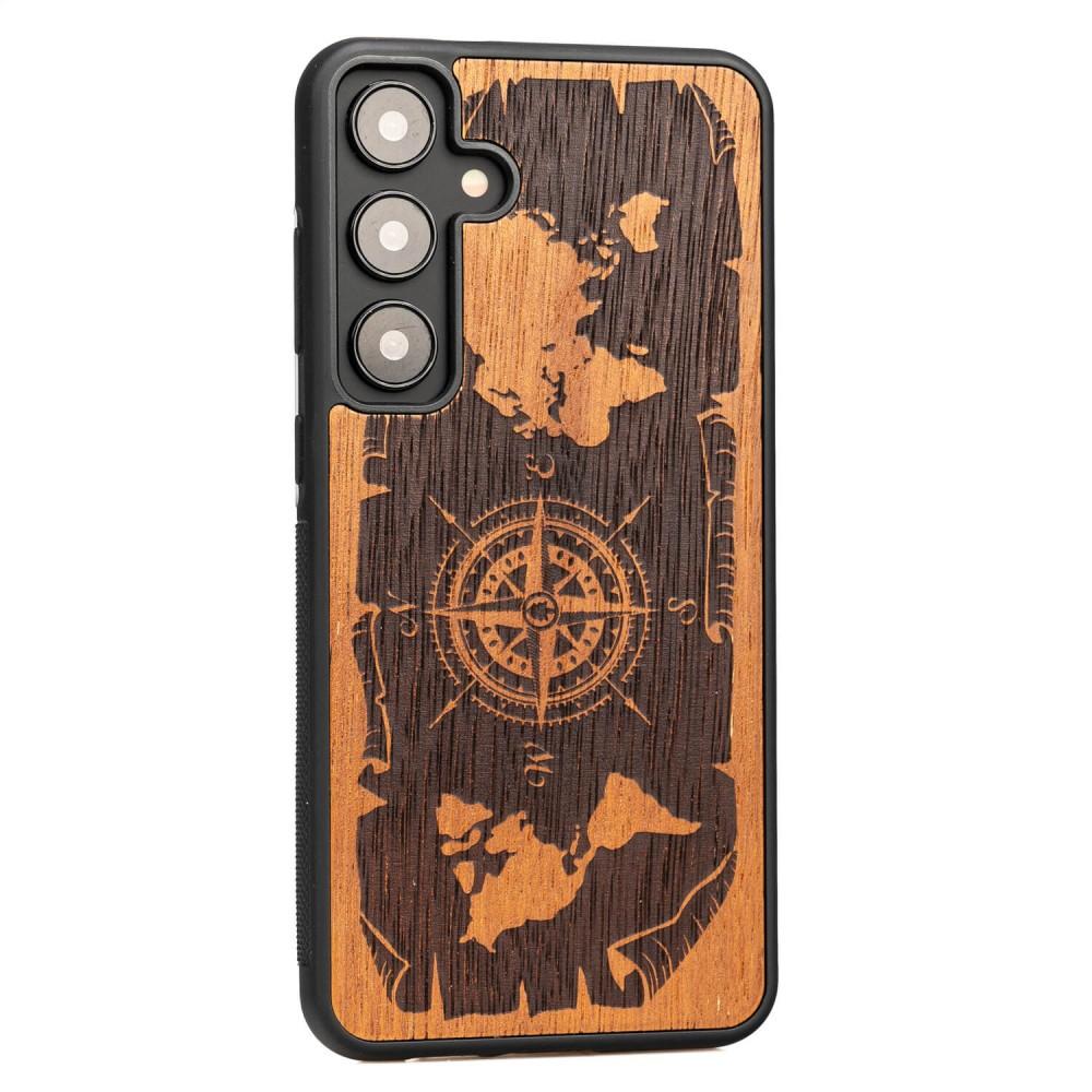 Bewood Wooden Case for Samsung Galaxy S25 Plus, Wind Rose, Merbau