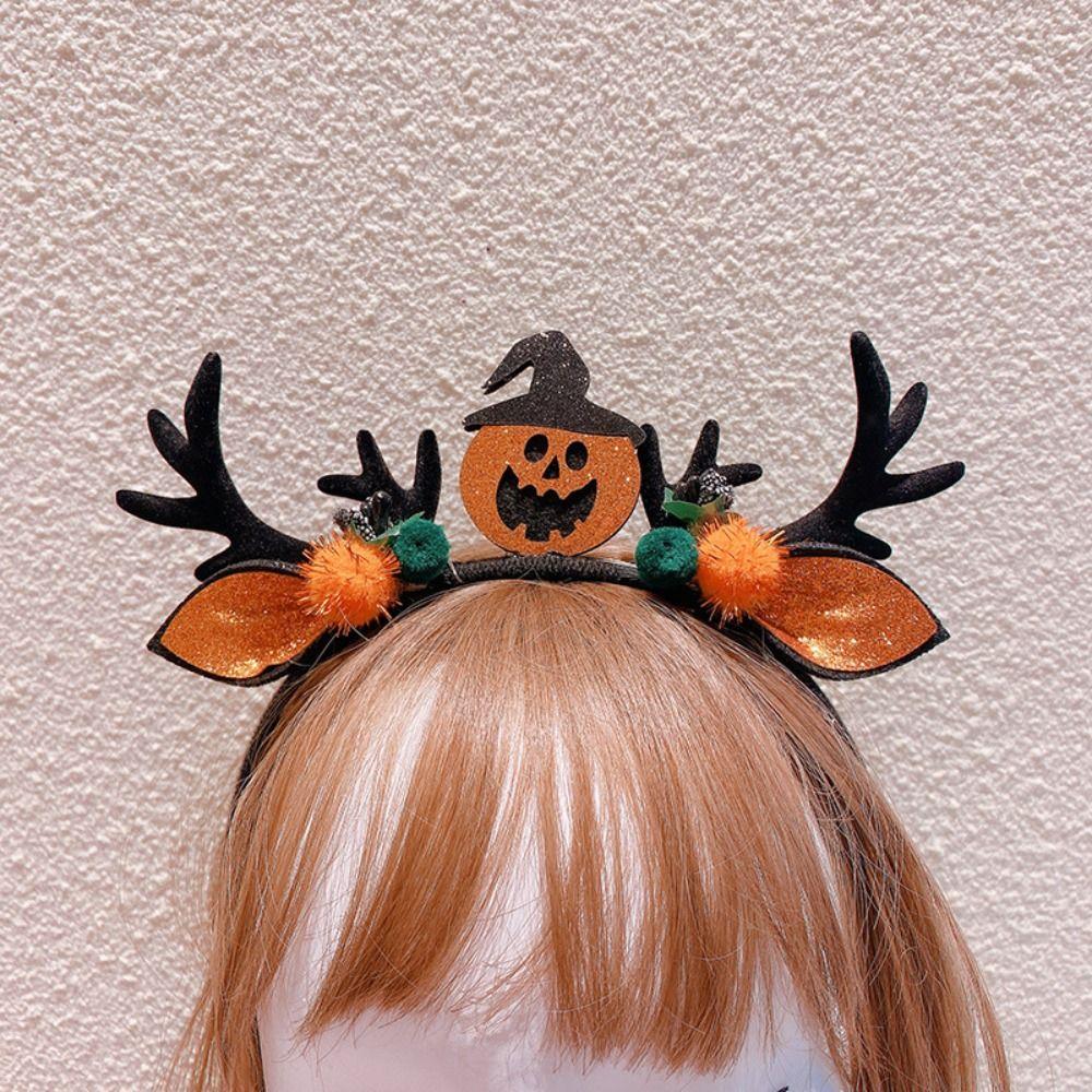 Bow Plush Ball Spider Bat Women Hair Hoops Elk Antler Korean Style Hairbands Halloween Headbands