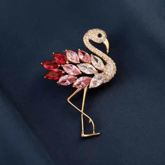 Женская брошь в форме фламинго со стразами, декоративная, противоскользящая, износостойкая, для пальто, воротника, шляпы, шарфа, украшения для одежды, ювелирные изделия для выпускного бала