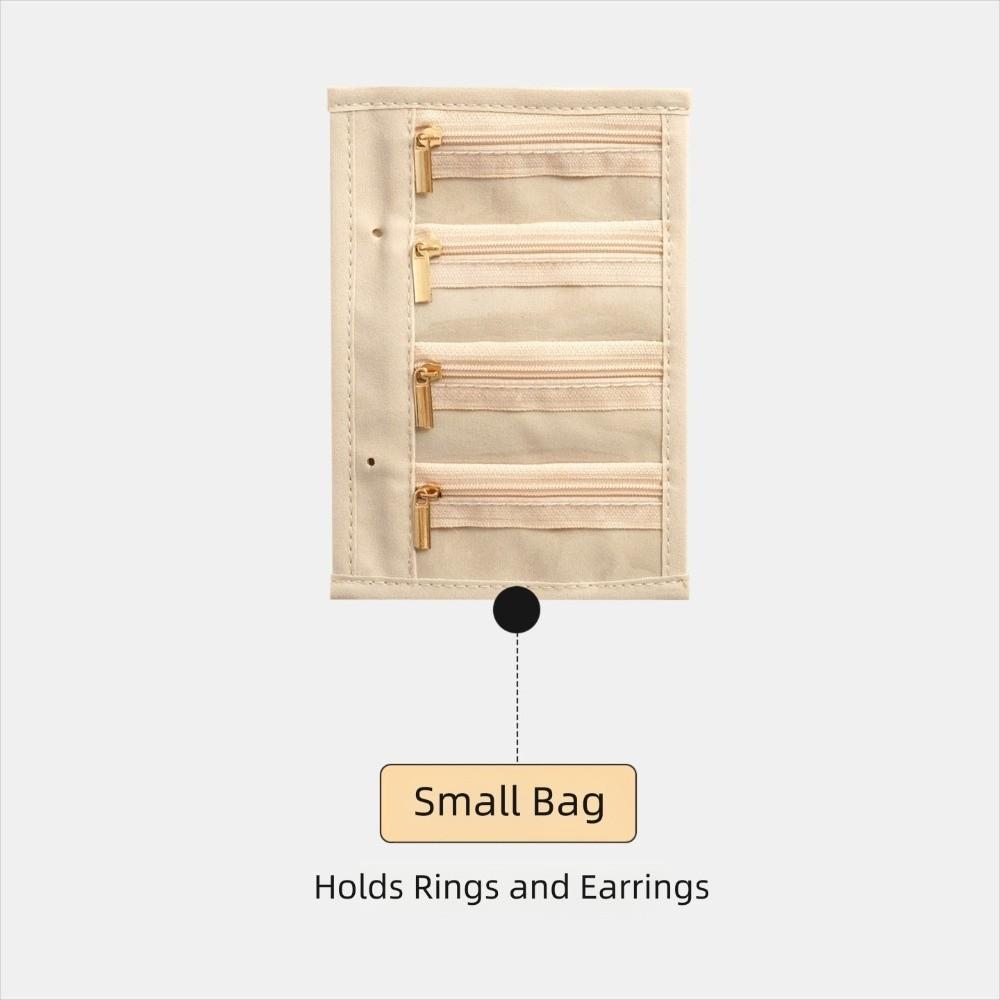 PU Leather Jewellery Binder Zipper Jewelry Organizer Roll Creative Jewelry Storage Bag Necklace