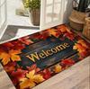 Осенний коврик для двери с кленовым листом, приветственный, в деревенском стиле, на День Благодарения и Хэллоуин, фланелевый, удобный, дышащий, ковер для украшения дома