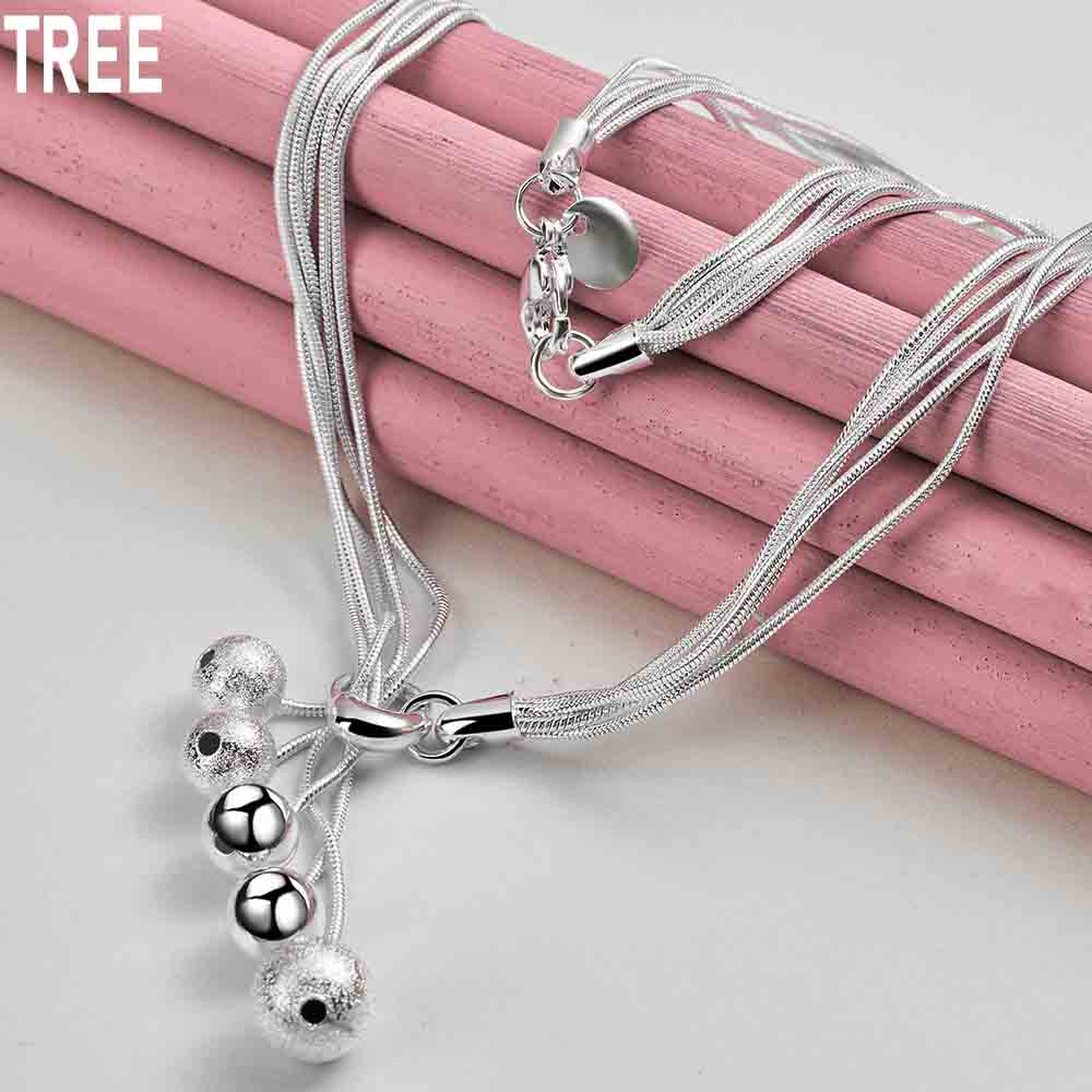 Ожерелье из пяти змей из стерлингового серебра 925 пробы с матовыми гладкими бусинами, модные свадебные украшения