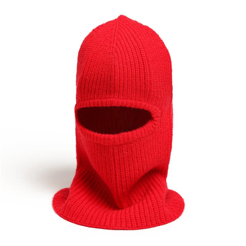 Masked Scarf Cover Hat Integrated Knitted Wool Scarf Winter Warm Solid Color Hat Ear Protection Scarf Ski Cap