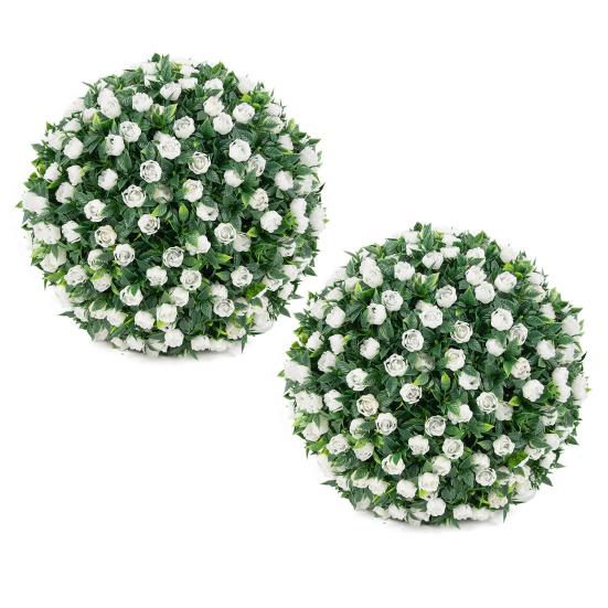 1/2Pcs 20/25CM Artificial Boxwood Topiary Ball UV Resistant Weather-proof Hanging Faux Flower Greenery