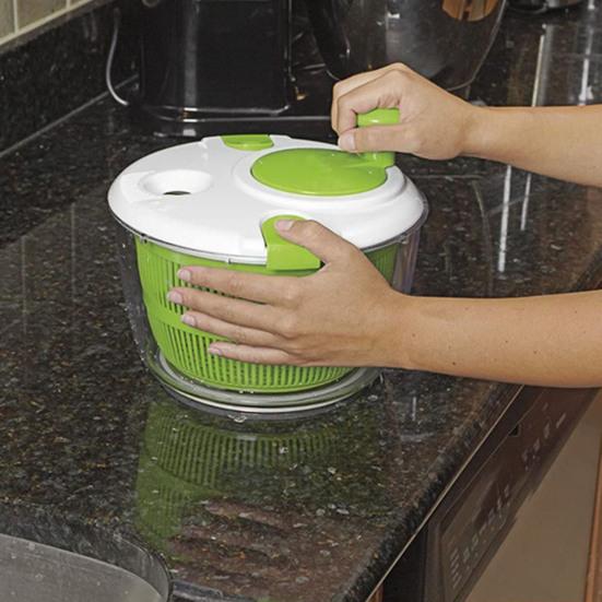 Маленькая сушилка для салата, дегидратор для овощей, управление одной рукой, мойка и сушилка для салата с сервировочной миской 3,5 л, дуршлаг для фруктов, сушилка для салата