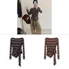 Korean Style Striped T Shirt With Tie Details For Fall Winter Fashion