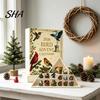 Festive Party Supplies Bird Themed Advent Calendar, 24Pcs Acrylic 2D Ornament Set with Seasonal Hanging Decor String, Christmas Tree Decor,
