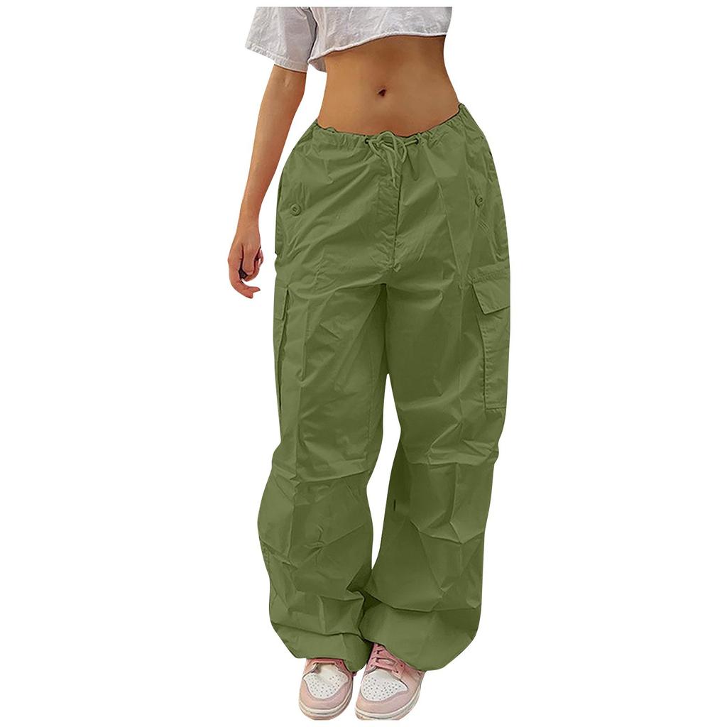 Женские однотонные брюки-карго, уличные спортивные брюки в стиле хип-хоп, повседневные широкие брюки на привязи
