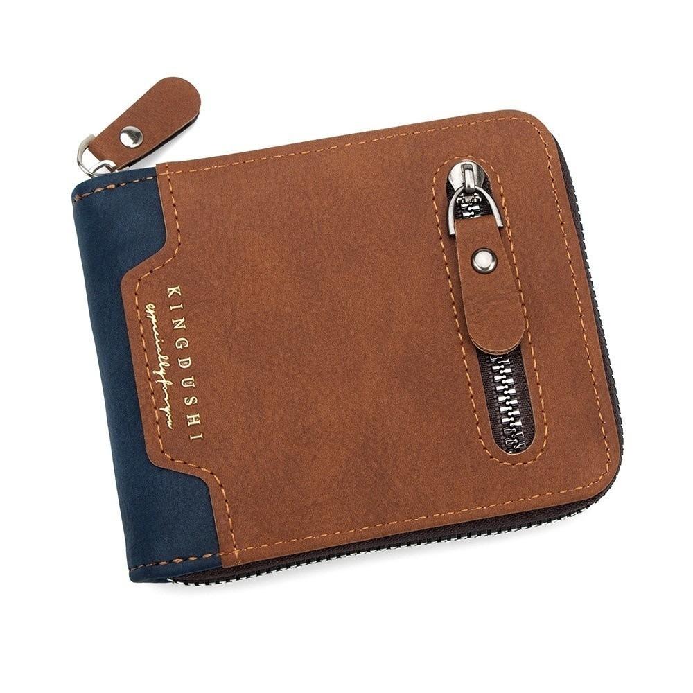 Large Capacity Men's Short Wallet Multi-position Card Holder Durable PU Leather Coin Purse Male
