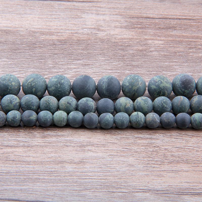Natural Matte Kambaba Jaspers 6 8 10 12MM Green Round Loose Strand Stone Beads For Jewelry Making Bracelets Necklec Earrings Diy