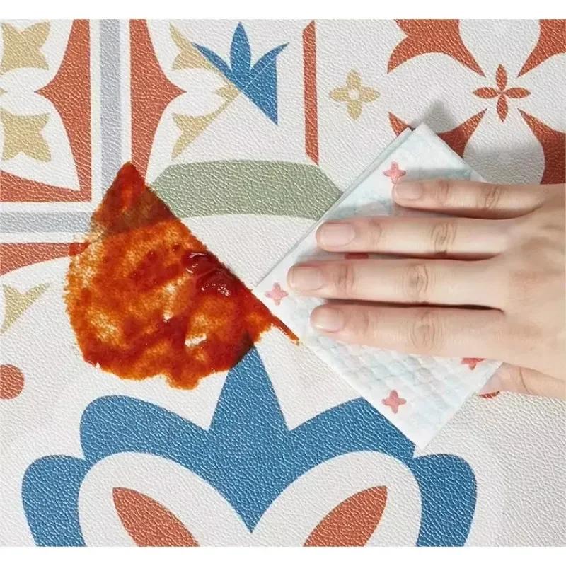 Кухонный ковер ПВХ Водонепроницаемый коврик для пола Кожаный Маслостойкий Нескользящий Коврики для ног Длинные ковры Черный Белый Ковер Коврики для украшения дома