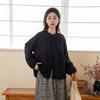 Хлопково-льняной кардиган с кружевным воротником и пышными рукавами в стиле «Лесная девушка»