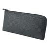 Inden Long Bundle Black Background X Black Small Checkered Pattern [Indenya] Wallet, A, L-shaped Zipper, Deerskin, Lacquer, 2315-01-167