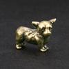 Твердая латунная фигурка щенка корги, миниатюрная чайная фигурка для домашних животных, настольный маленький орнамент, украшение для дома для собак, аксессуары, подарки для детей
