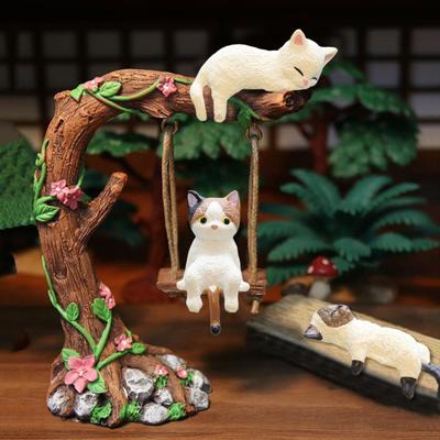 Мини-фигурка кошки, коллекционная фигурка котенка, украшение на торт, настольная миниатюрная скульптура кошки для стола, книжной полки, автомобиля, подарок для детей, любителей кошек