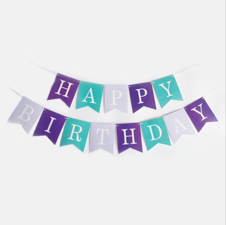 Birthday Party Decoration Bronzing Dovetail Flag Happy Birthday Birthday Flag Banner Bunting Custom