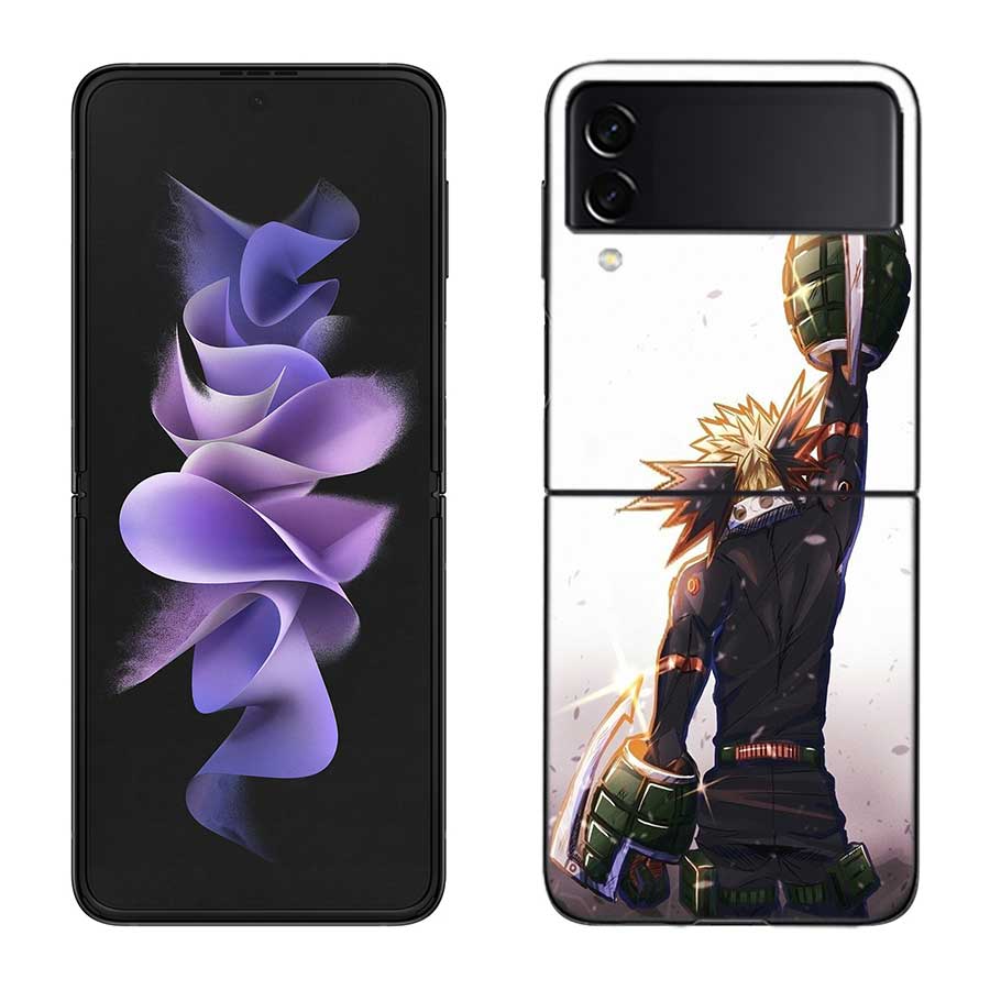 Чехол для телефона My Hero Bakugou Katsuki для Samsung Z Flip 7 6 5G Galaxy Z Flip 5 4 3 Черный Жесткий Чехол Роскошный ПК Корпус Coque