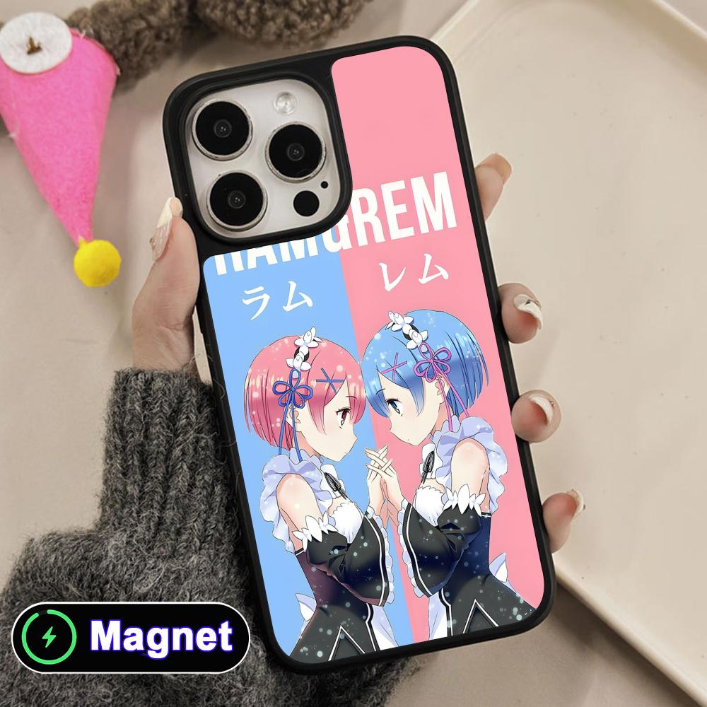 Чехол для мобильного телефона ReZero Rem Ram с матовой поверхностью и поддержкой MagSafe для iPhone 17 16 15 14 13 12 11 Air Pro Max Plus Цветная крышка