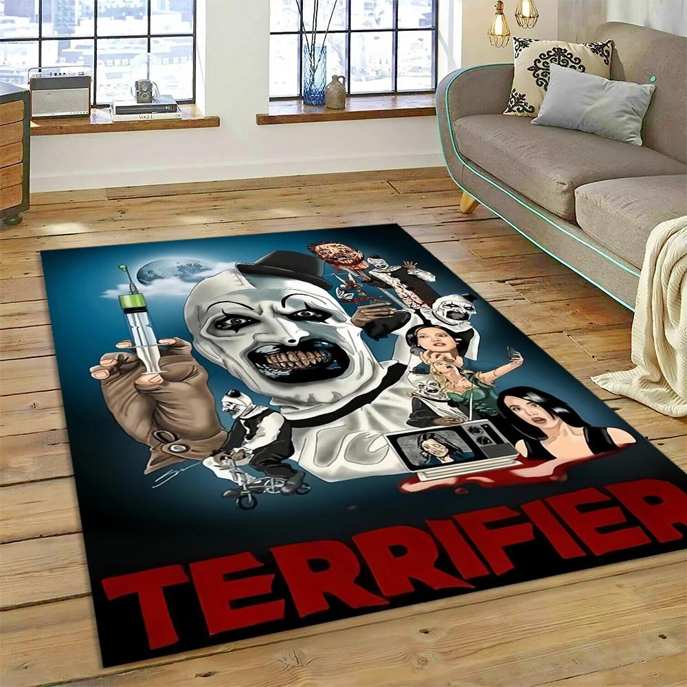 2025 New Style Terrifier 3 Horror Clown Movie Carpet Rug for Bedroom Living Room Home Sofa Decoration,kids Play Decor Floor Mat