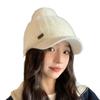 Solid Color Rabbit Fur Texture Hat Polyester Peaked Cap Warm Ear Flap Hat  Girls