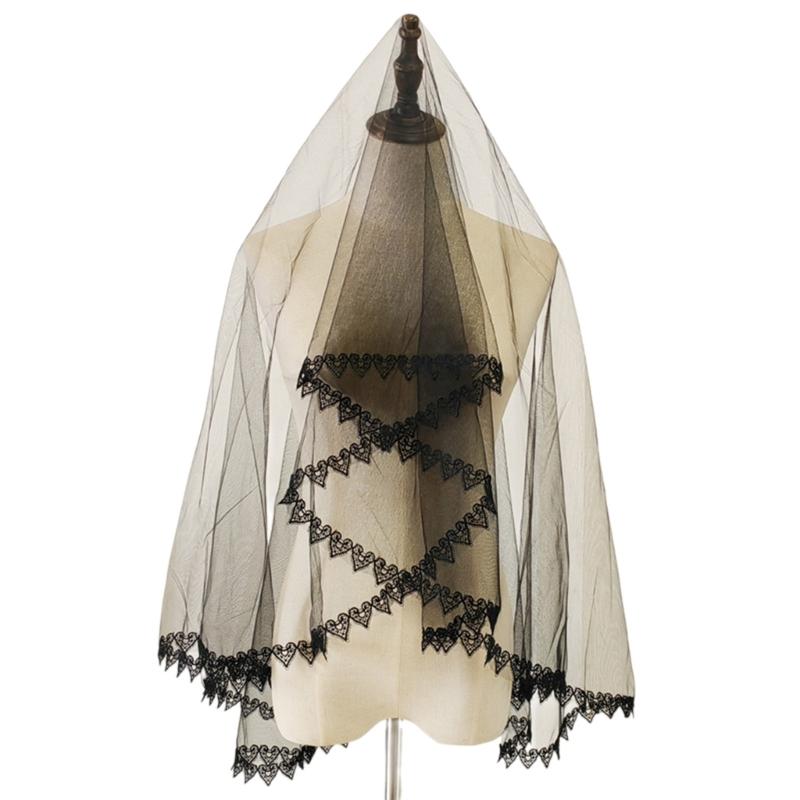 Длинная фата невесты из тюля с кружевной отделкой в виде сердец и гребнем для фиксации в волосах, аксессуары для свадебной вечеринки