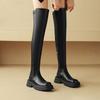 Микрофибра Осенне-зимняя обувь Средний каблук Плоская платформа Размер 42 Ботфорты выше колена Натягивающиеся Эластичные ботфорты до бедра