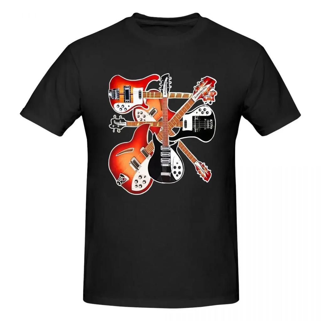 Rickenbacker Guitar Celebration Abstract Art Collage 100 Cotton Tshirt Unisexs Fashion T Shirts Unisex Round Neck Short Sleeve