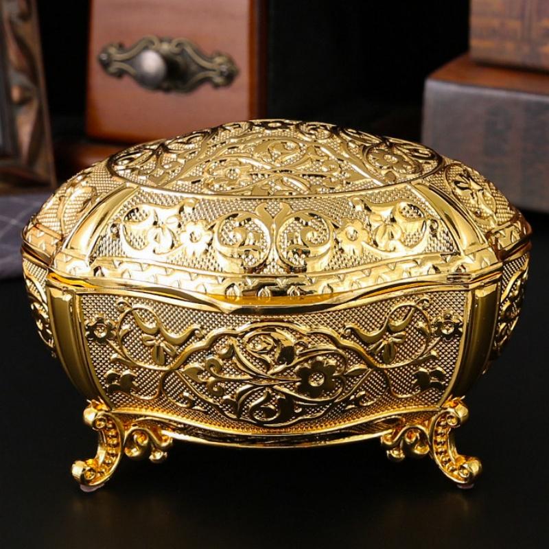 Эллипсоидная Шкатулка для Хранения Ожерелий Европейский Стиль Золотой Органайзер для Украшений Сплав Чехол для Серёг Банка для Хранения Колец Настольный Дисплей