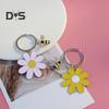 Women Girls Keychain Flower Bee Charm Keyring Shiny Rhinestones Inlaid Small Size Keychain Handbag Accessories