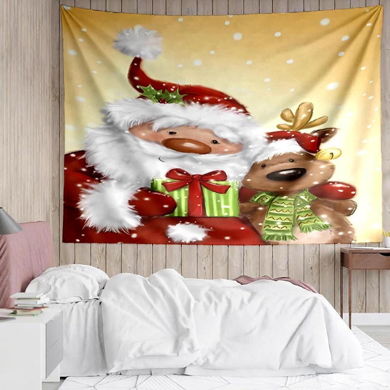 Christmas-Santa-Claus Print Tapestry, Backdrop, Easy Setup, Ideal for Bedroom, Office & Living Room, with Aesthetic Wall Hanging Decor.