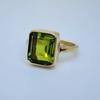 Genune Green Peridot 925 Sterling Silver Yellow Gold Overlay Ring Jewelry, Artisan Gift Wedding August Birthstone Ring