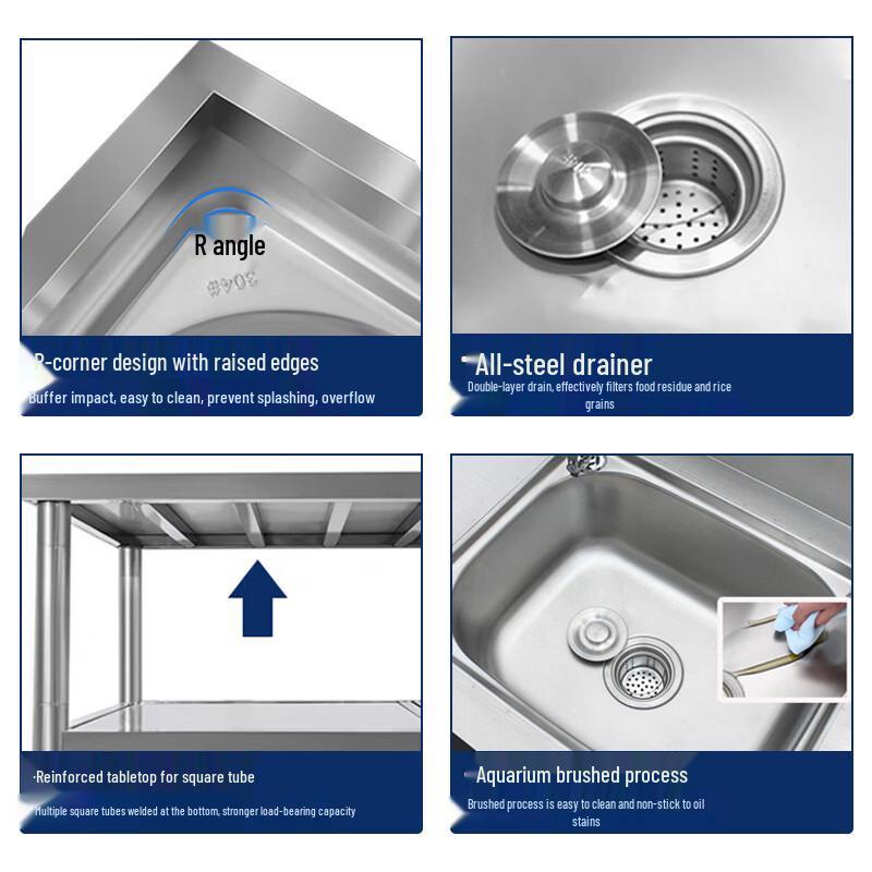 Integrated Stainless Steel Kitchen Sink with Stand