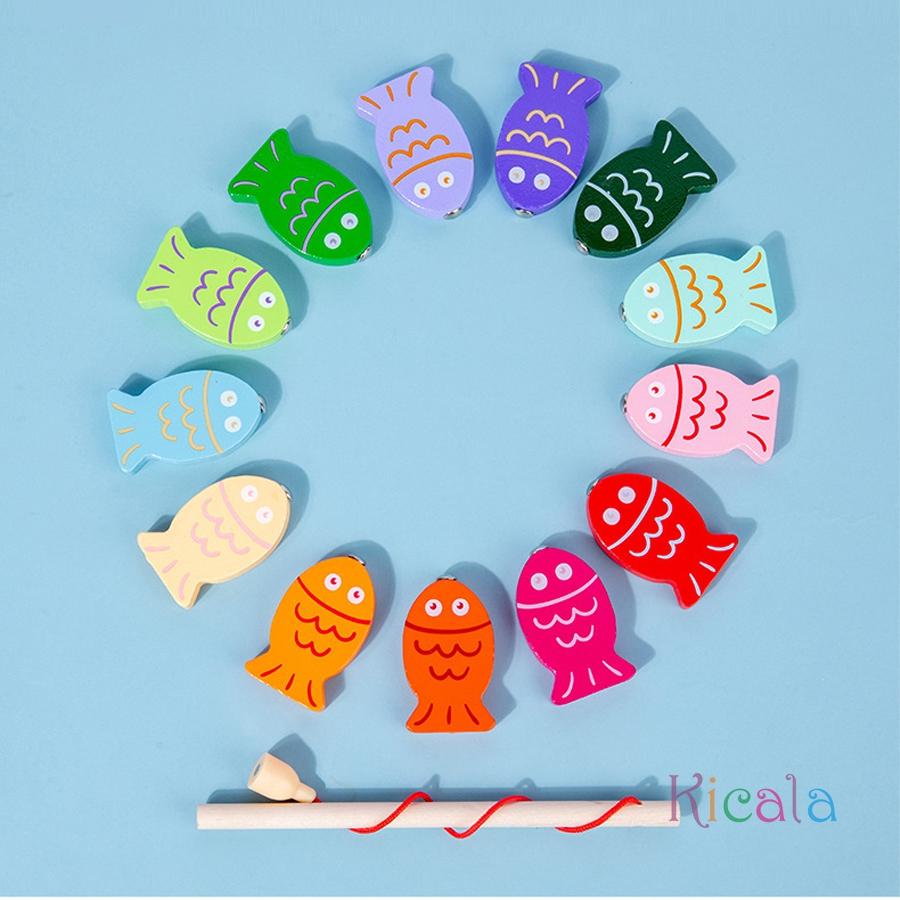 Детские развивающие деревянные математические игрушки Монтессори, детская доска для подсчета цветов, соответствующие цвета, головоломки для рыбалки, обучающие игрушки, подарки