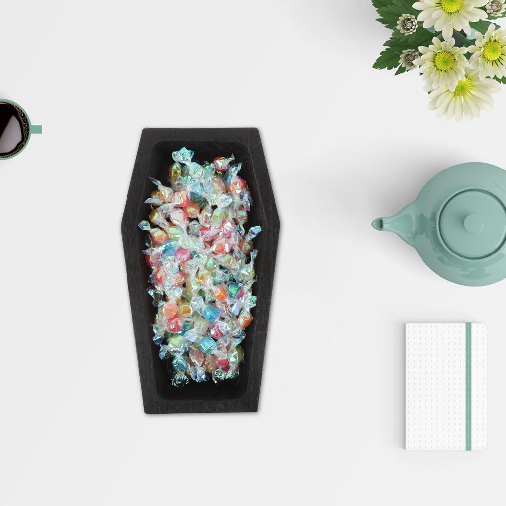 Wood Coffin Shaped Halloween Serving Tray Rustic Fruit Snack Appetizer Platter Holiday Party Platter Wood Decorative Tray