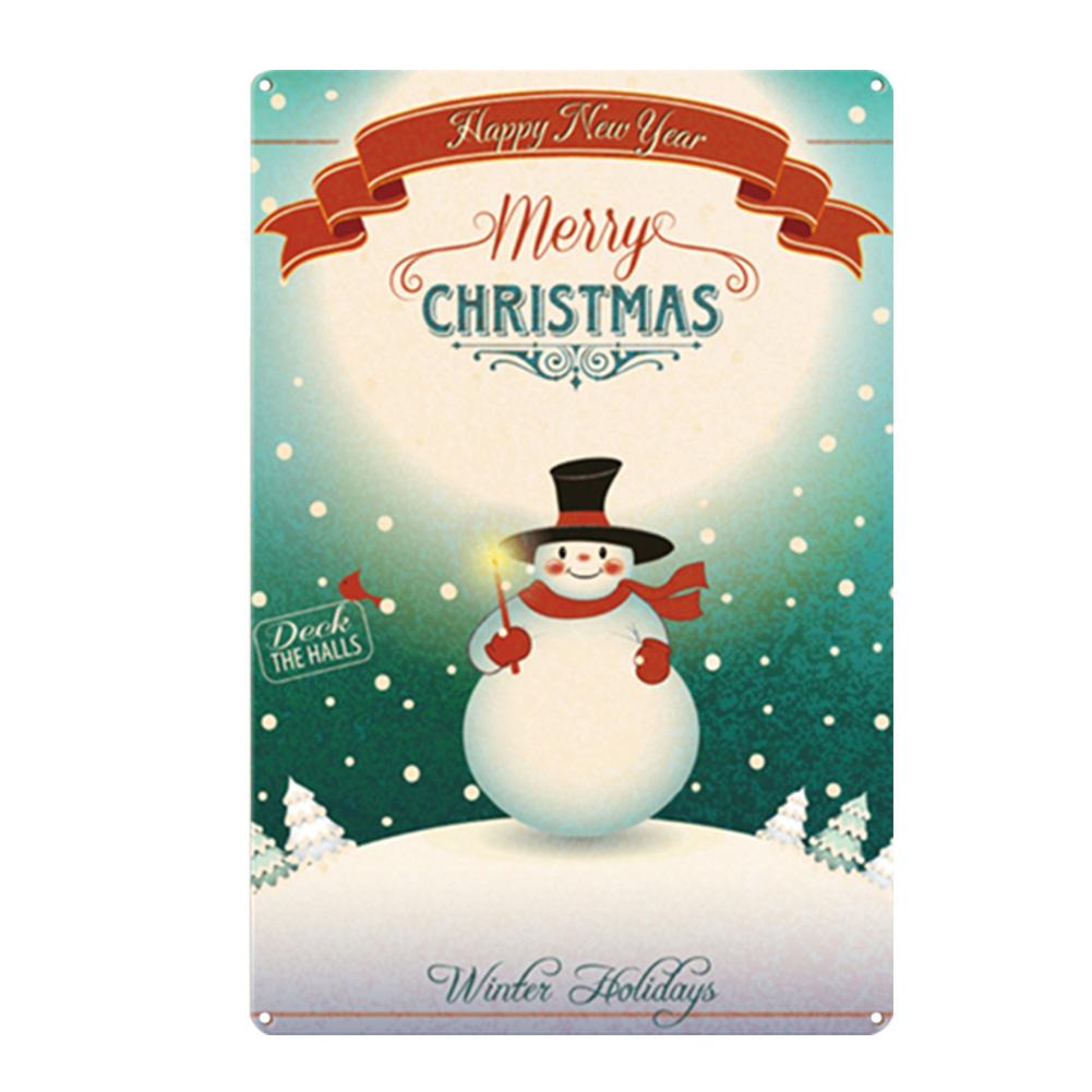 С Рождеством металлическая жестяная вывеска доска Санта-Клаус плакаты Новый год железная живопись домашний бар кафе паб украшения настенные художественные тарелки