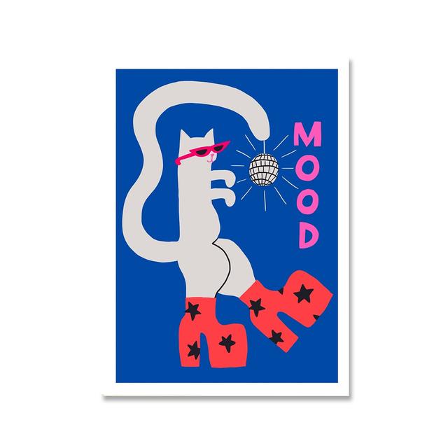 Плакат с черным котом и современный печатный постер, модульная картина, подарок, креативное украшение для дома