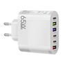 Зарядное устройство USB C Total 65W PD Type C Quick Charge Быстрая зарядка Power Muti 6 портов Мобильный телефон настенный адаптер для Samsung S23 iPhone