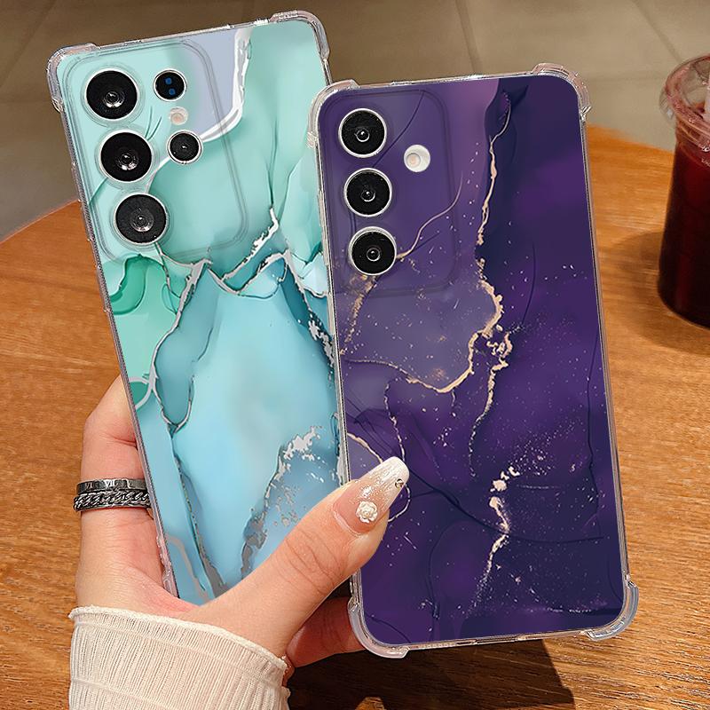Чехол для телефона с узором под песчаник и мрамор для Samsung Galaxy S26 S25 S24 S23 Ultra S22 Plus S21 S24 S25 FE Прозрачный Ударопрочный Мягкий Чехол