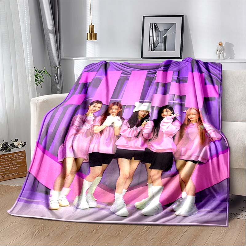 3D Printed Flannel Blanket I-ILLIT Combo K-POP Home Sofa Bed Blanket | Birthday Gift, Customizable