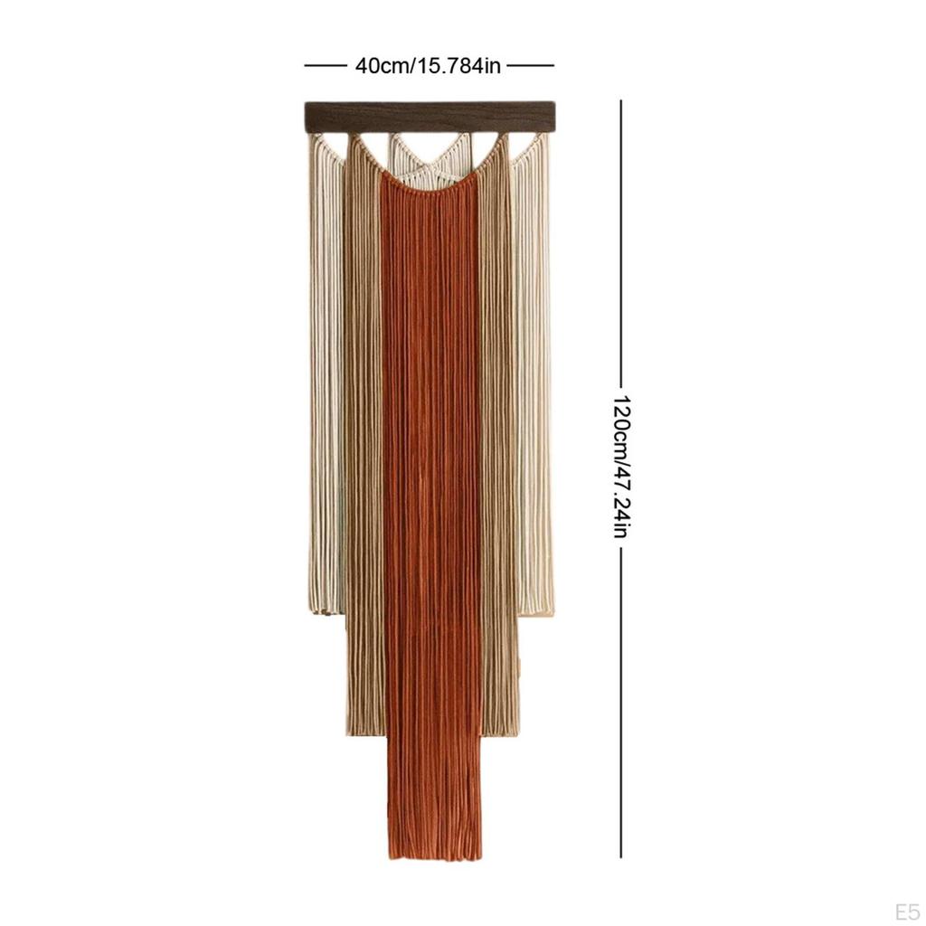 Boho Wall Hanging Handwoven Made of Wood And Polyester with Fringes Decorated Retro Design Suitable