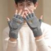 Gloves Men'S Warm Winter Fingers Couple Student Writing Dew Fingers Autumn Knitting Wool Flip