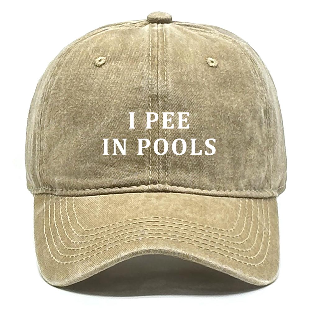 White I PEE IN POOLS Printed Baseball Cap Adjustable Trendy Snapback Hat Lightweight Unisex Sun Hat for Casual Hiking