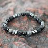 Volcanic Stone Beaded Bracelet Men Jewelry Black String Frosted Beads Personalized Trend of Men Women Accessories