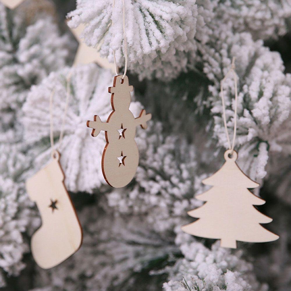 Pendant Decorations DIY Craft Christmas Decor Wood Hanging Tree Ornaments Snowman Snowflake Elk