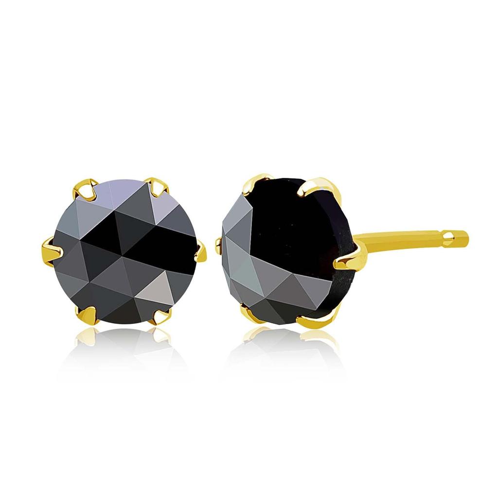 Earrings K18 Black Diamond Total 1ct 6 Prongs Gold [Lara Christie] Le56-0017-yg