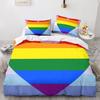Красочный вихревой постельный комплект, Радужные полосы Пододеяльник Твин Кинг Сайз Тема гордости Покрывало Абстрактное искусство