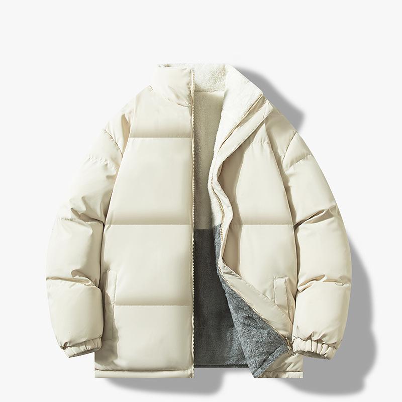 Мужская куртка из хлопка с пухом ягненка, вельветовая зимняя двусторонняя куртка из хлопка с флисом и утолщенная куртка из хлопка