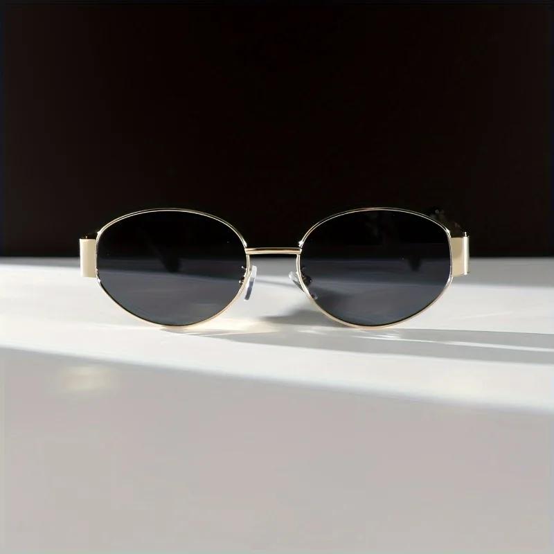 1 шт. Овальная металлическая оправа Декоративные очки Линзы из поликарбоната Широкие поля для пеших прогулок Путешествий Фотосъемки Модный аксессуар