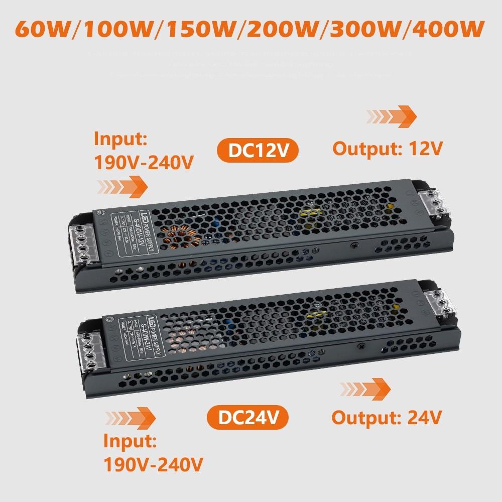 Улучшенный светодиодный драйвер из алюминиевого сплава, бытовой источник питания 12 В/24 В, портативные световые трансформаторы для светодиодной ленты