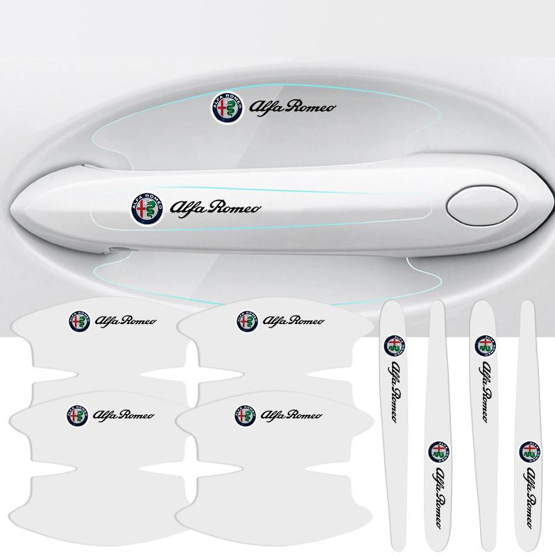 8Pcs/set For Alfa Romeo 4C 159 Spider Giulietta 156 Car Decoration Film Car Stickers Door Handle Bowl Scratch Protective StickerGF8